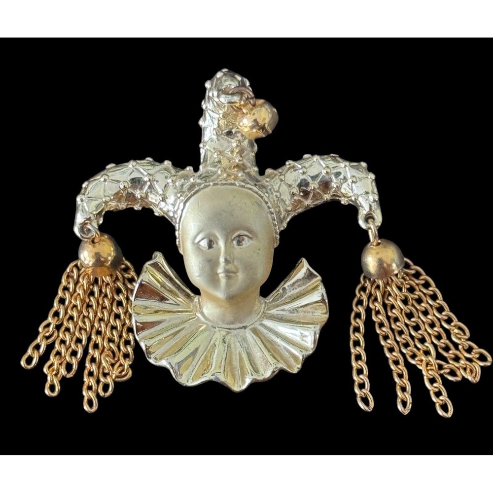 VTG 1980 Character Theme Three Dimensional Clown Venice Carnival Pin/Brooch 2"x2